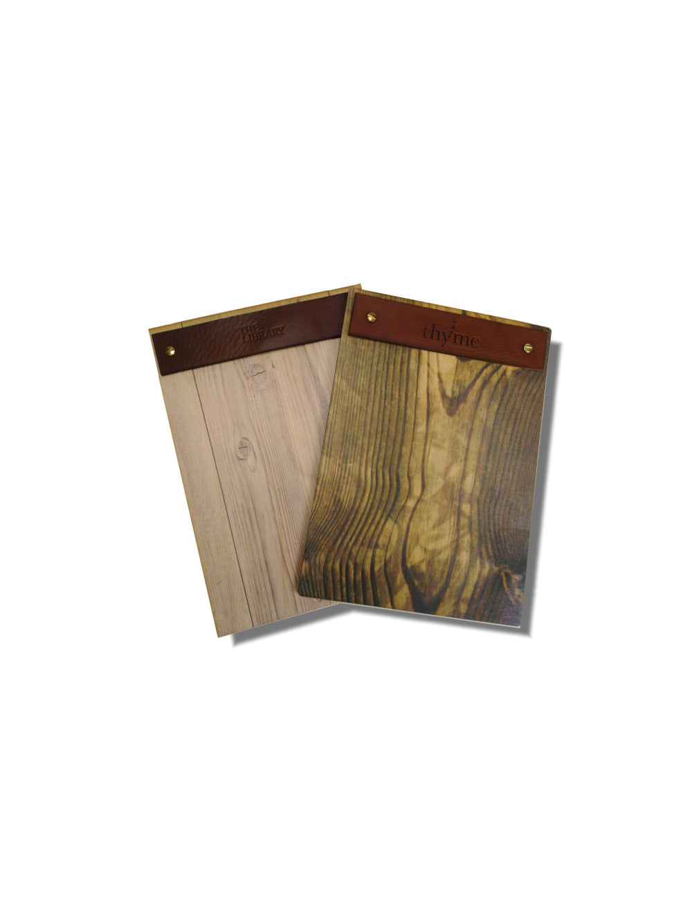 Деревянная доска меню с кожаным баром