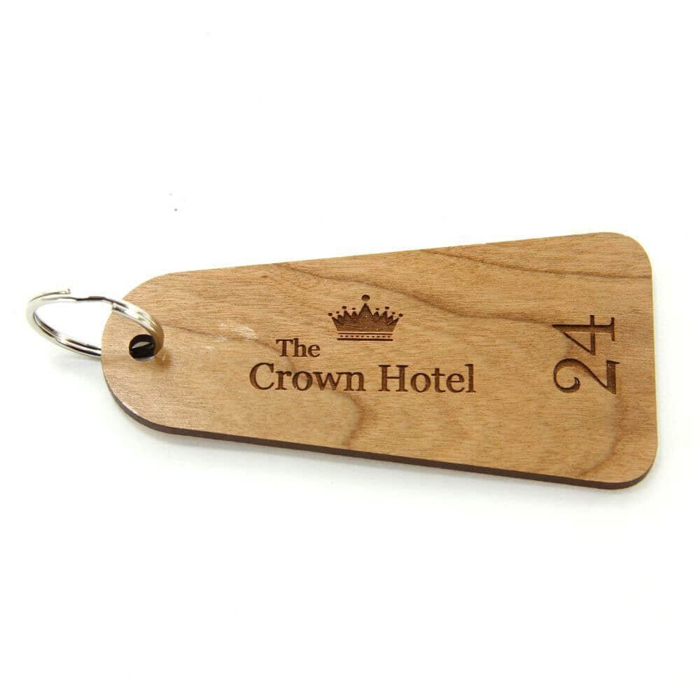 Key Fobs - Engraved Cherry Veneer Wood - bhma