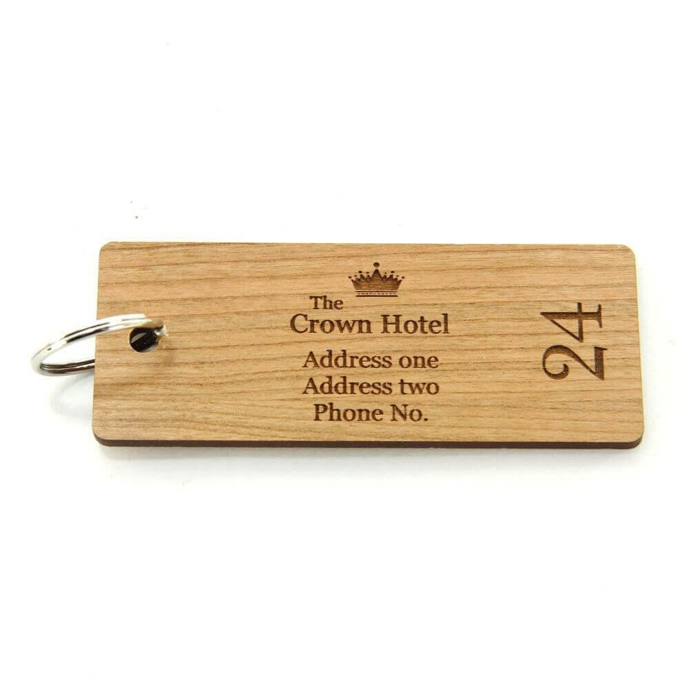 Key Fobs - Engraved Cherry Veneer Wood - bhma