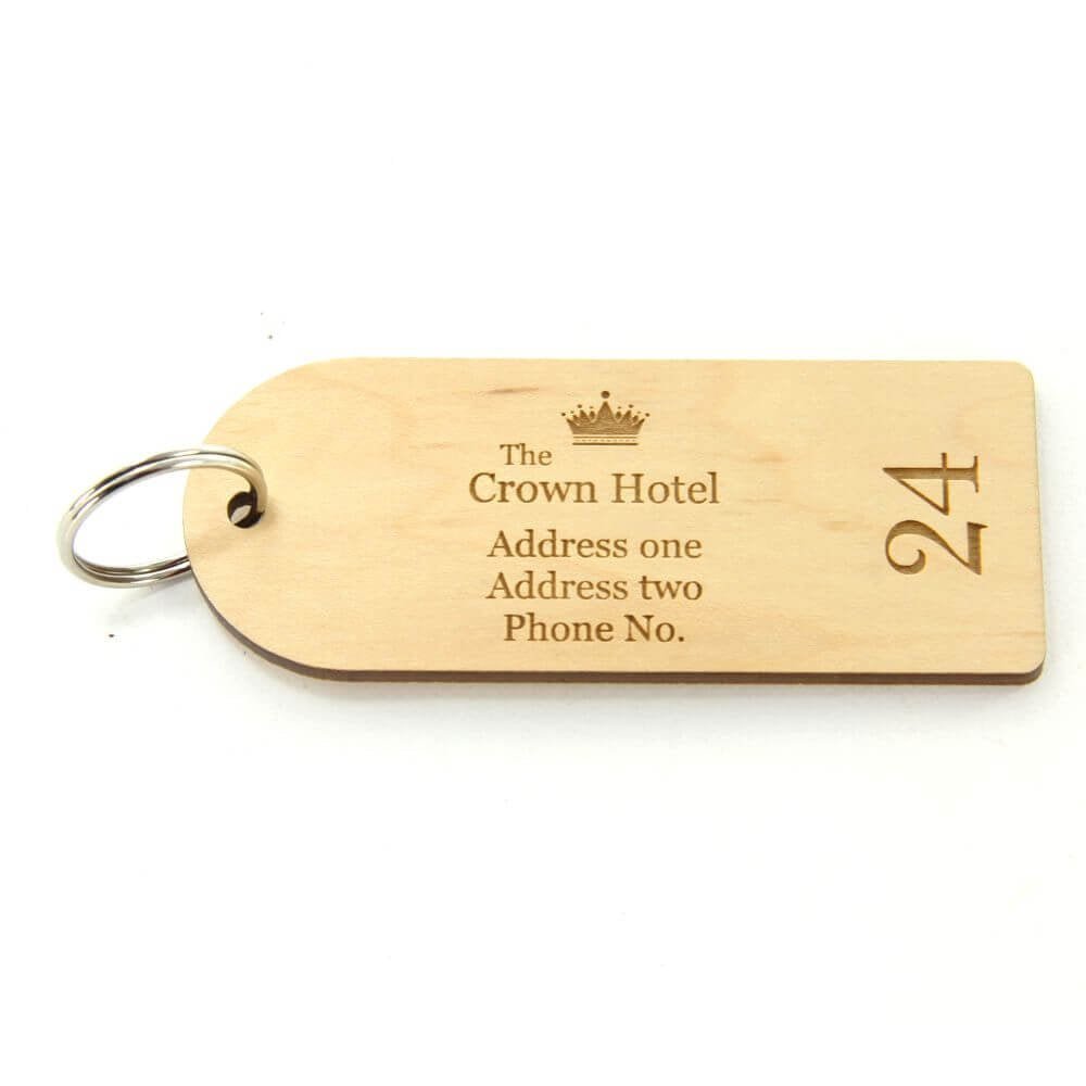 Key Fobs - Engraved Maple Veneer Wood - bhma