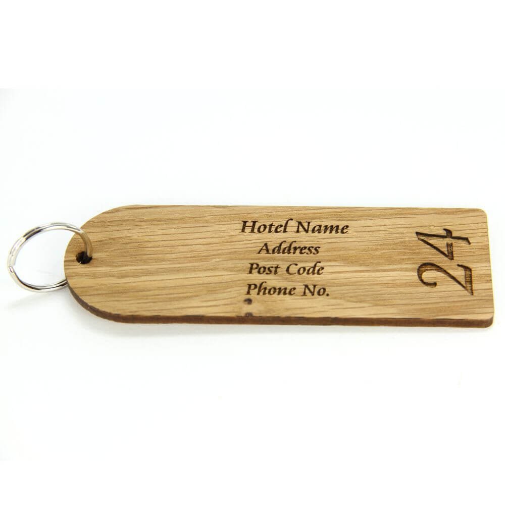 Key Fobs - Engraved Oak Veneer Wood - bhma