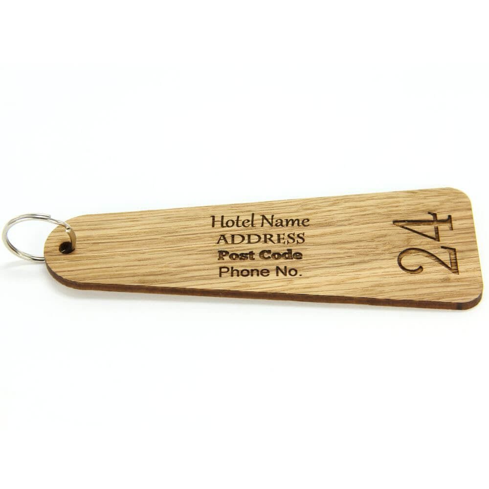 Key Fobs - Engraved Oak Veneer Wood - bhma