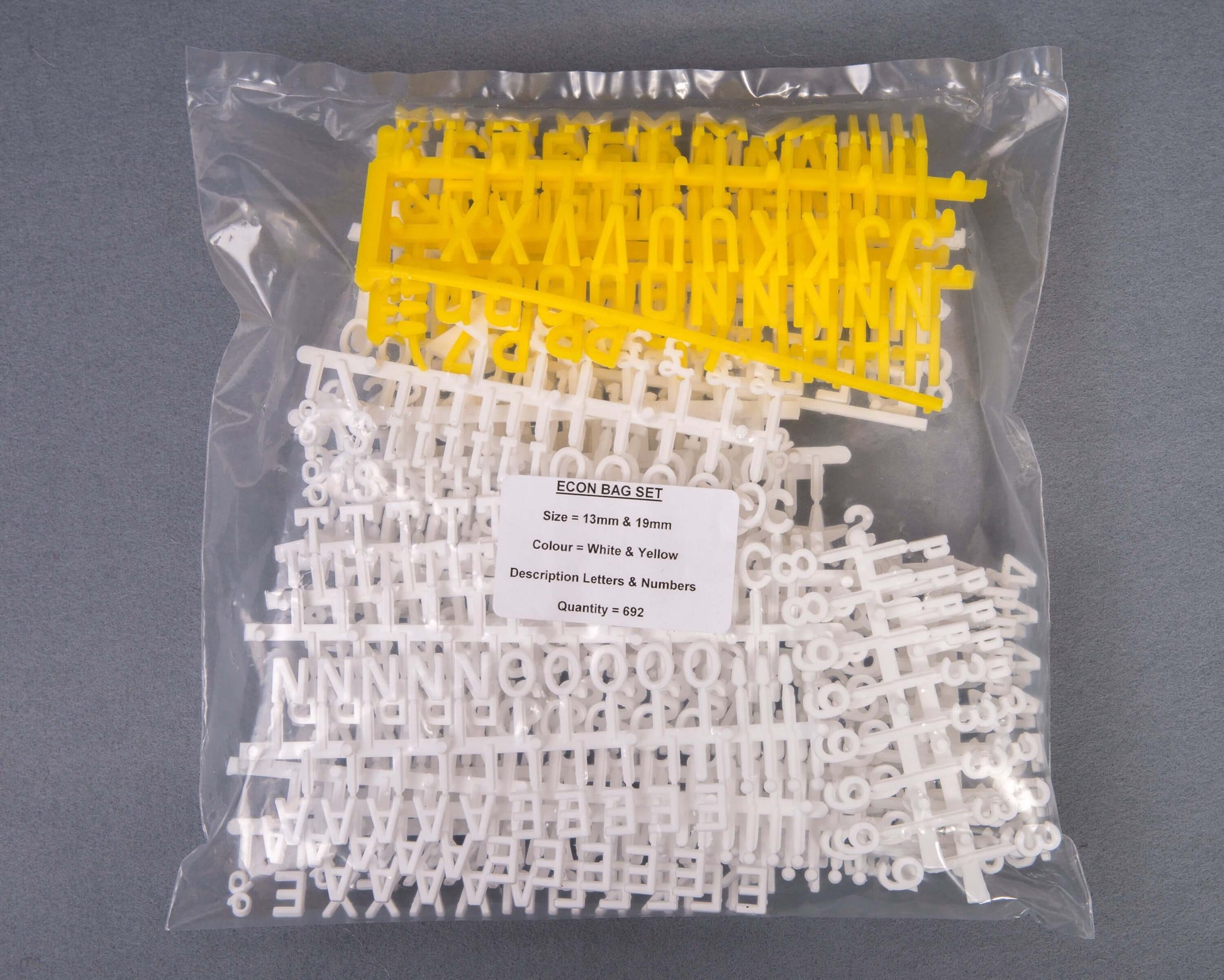 Peg Board Letters & Numbers Full Set (white & Yellow- 692 characters) - bhma